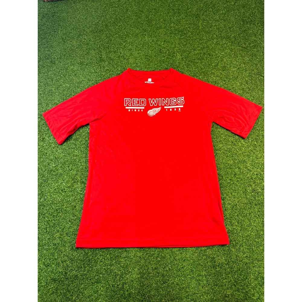 Fanatics Detroit Red‎ Wings NHL T-Shirt Mens Large Red Crew Neck Raglan Sleeve